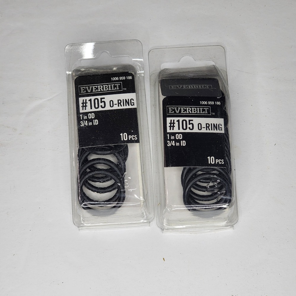 Everbilt #105 O-Ring 1in OD 3/4in ID Black Rubber 10 Count 2 Packs 20 Total New